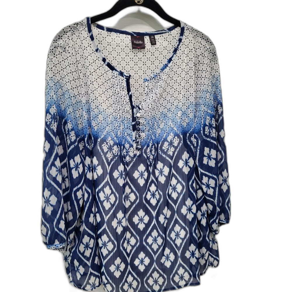 Women's Blue Patterned Top : BOHO - L